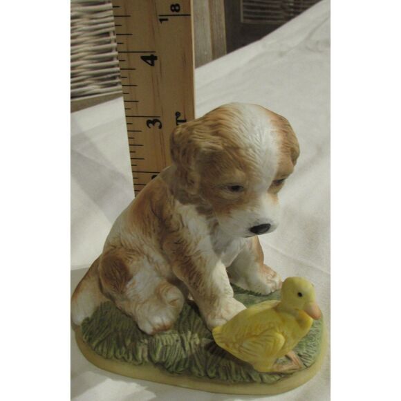 Homco Cocker Spaniel puppy dog with yellow duck in the grass vintage spring - Picture 6 of 6